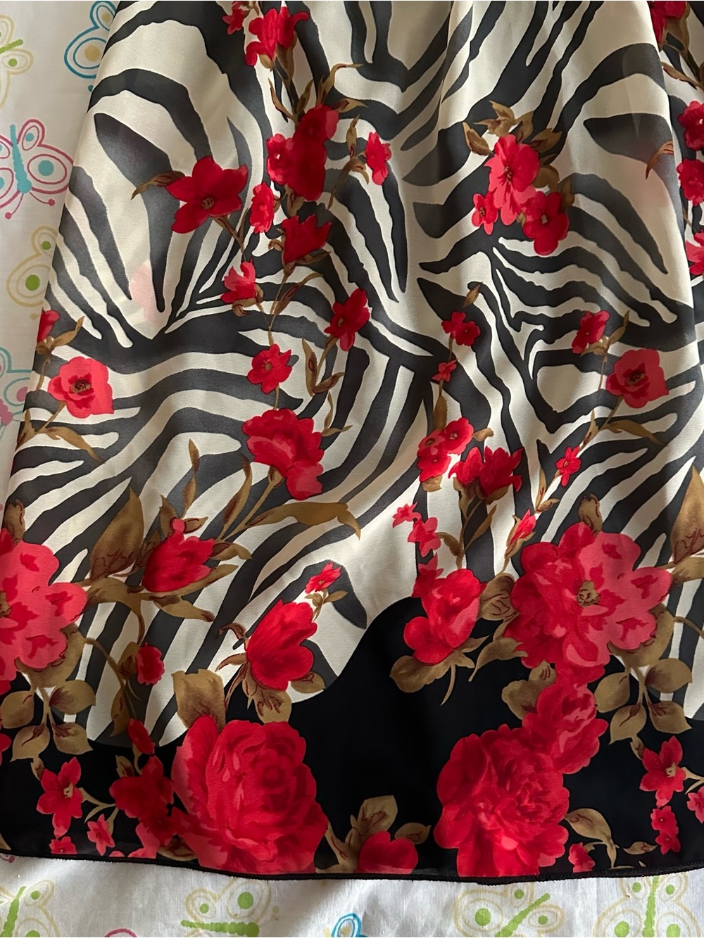 Y2K Moa Moa Zebra Print & Red Floral Pattern Halter Top - Picture 6 of 8